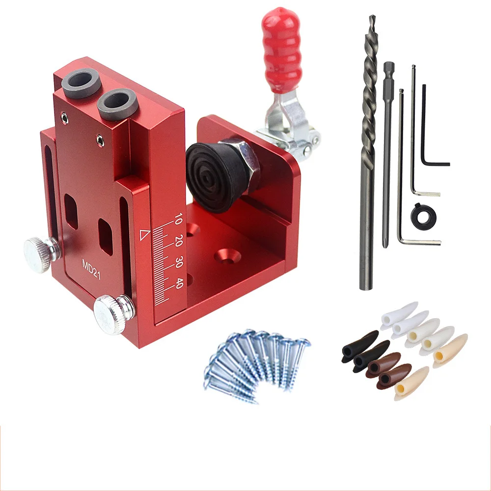 Removable  Pocket Hole Jig Kit System Hole Drill Guide Dowel Jig Oblique Hole Locator Drilling Kit For Cabinet Furniture Wood