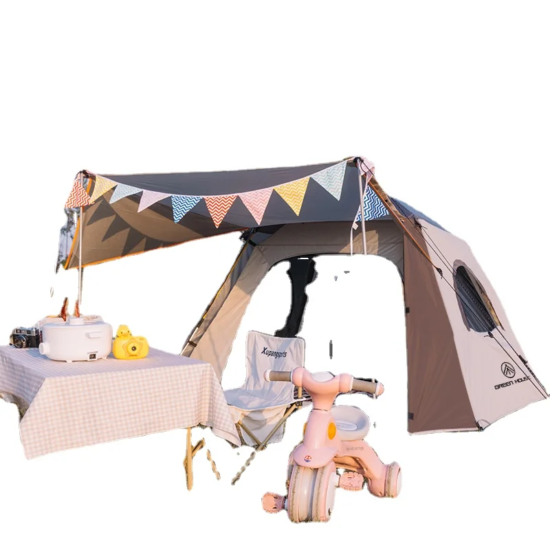 

YY Automatic Camping Double Layer Thick Rain and Sun Protection Outdoor Family Camping Quickly Open