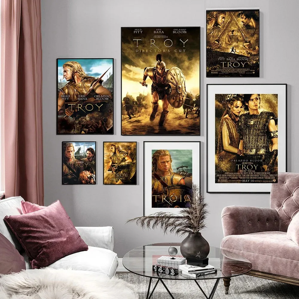 Troy Epic Historical Film Art Print Poster Video Room Cinema Wall Stickers Modern Movie Canvas Painting Decor