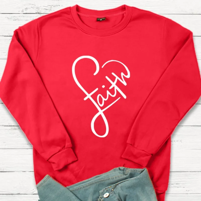 

Love Faith Digital Print Creative Simple Casual Crew-neck Hoodie Aesthetic Sweatshirts Clothes Sweatshirt