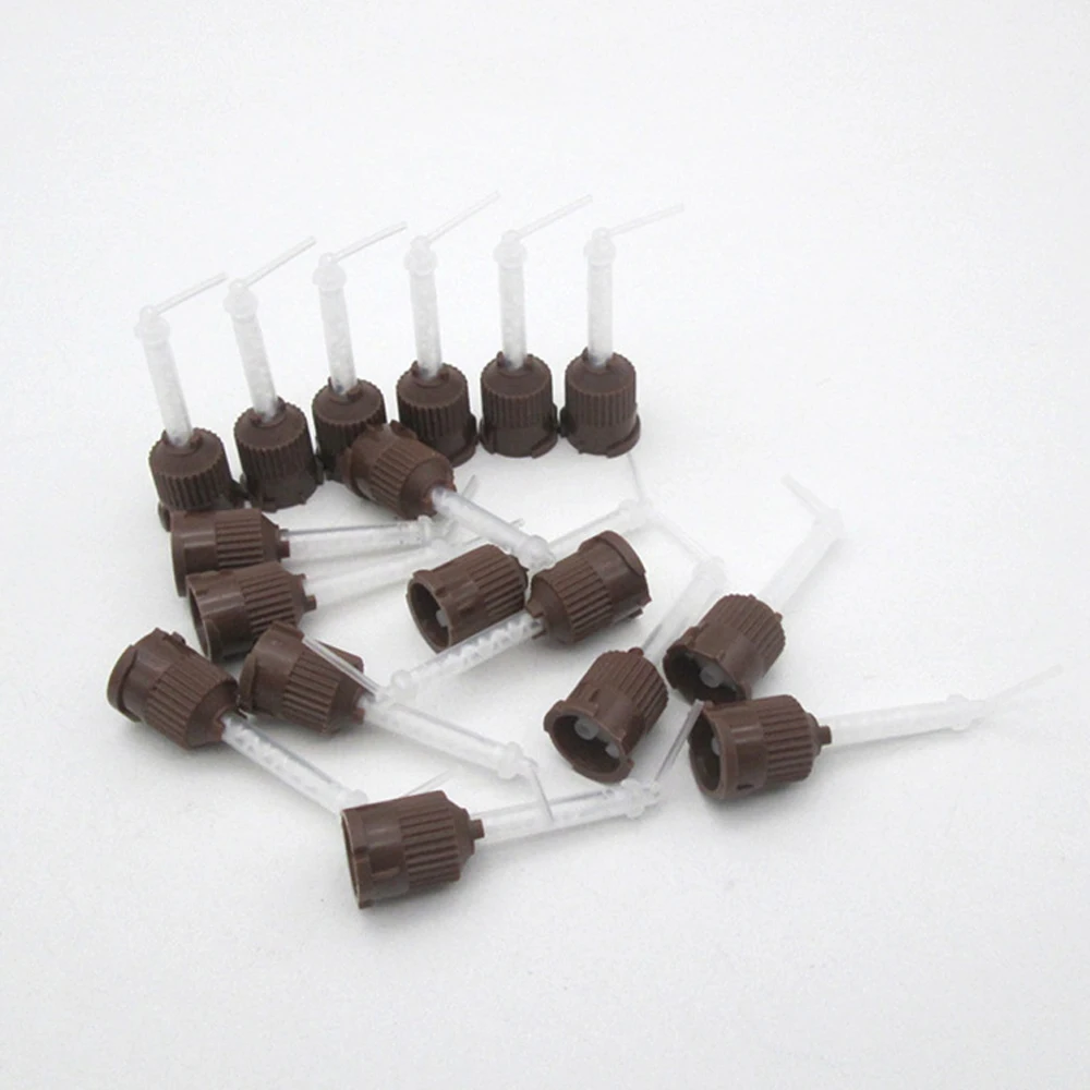 PIORPOY 50 Pcs Dental HP Impression Mixing Tips Brown With X-Fine Intra Oral Tips For Endo Core Marterials Odontología Tools