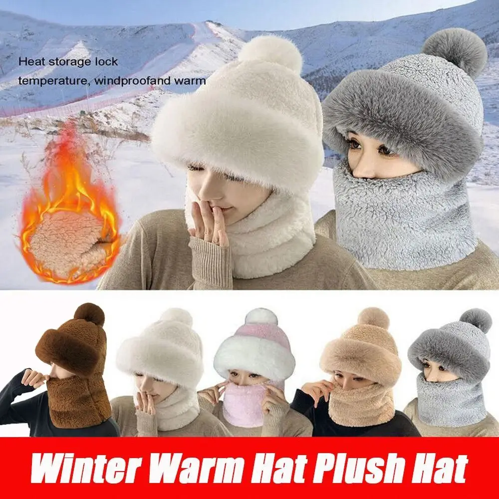

Winter Windproof Ear Protection Velvet Hats Hat Scarf Set Beanies Hat Neck Warmer
