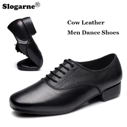 Men's New Leather Waltz Shoes Latin Tango Ballroom Dance Shoes Male 2.5cm Heels Soft Sole Modern Dance Shoes Stage Dancing Wear