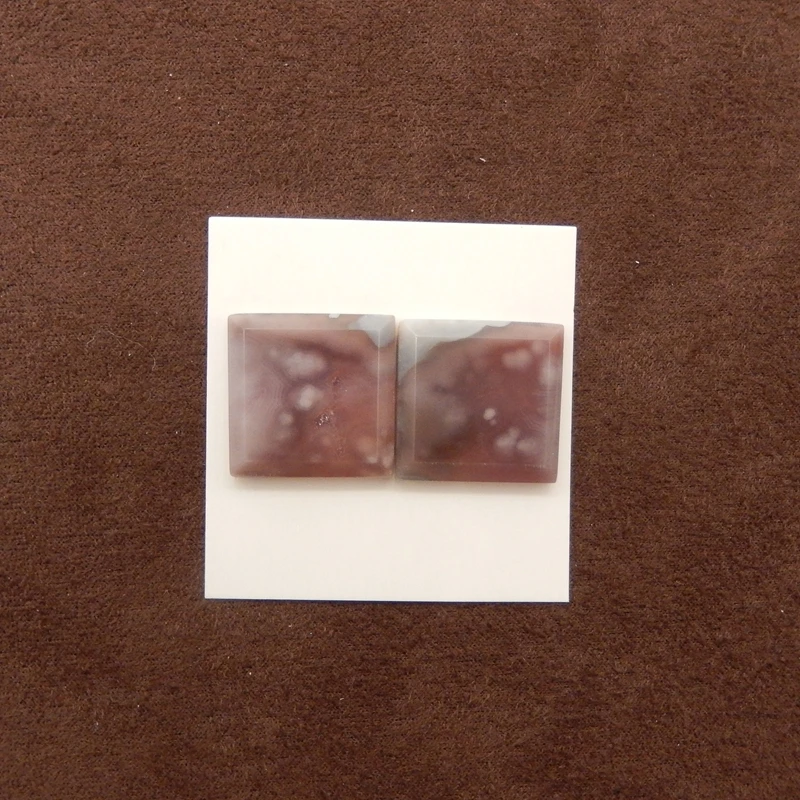 

Natural Purple Agate Square Cabochon Pair Polished Gemstone Lavender Color Cloudy Patterns for Jewelry Making 17x17x4mm-5.5g