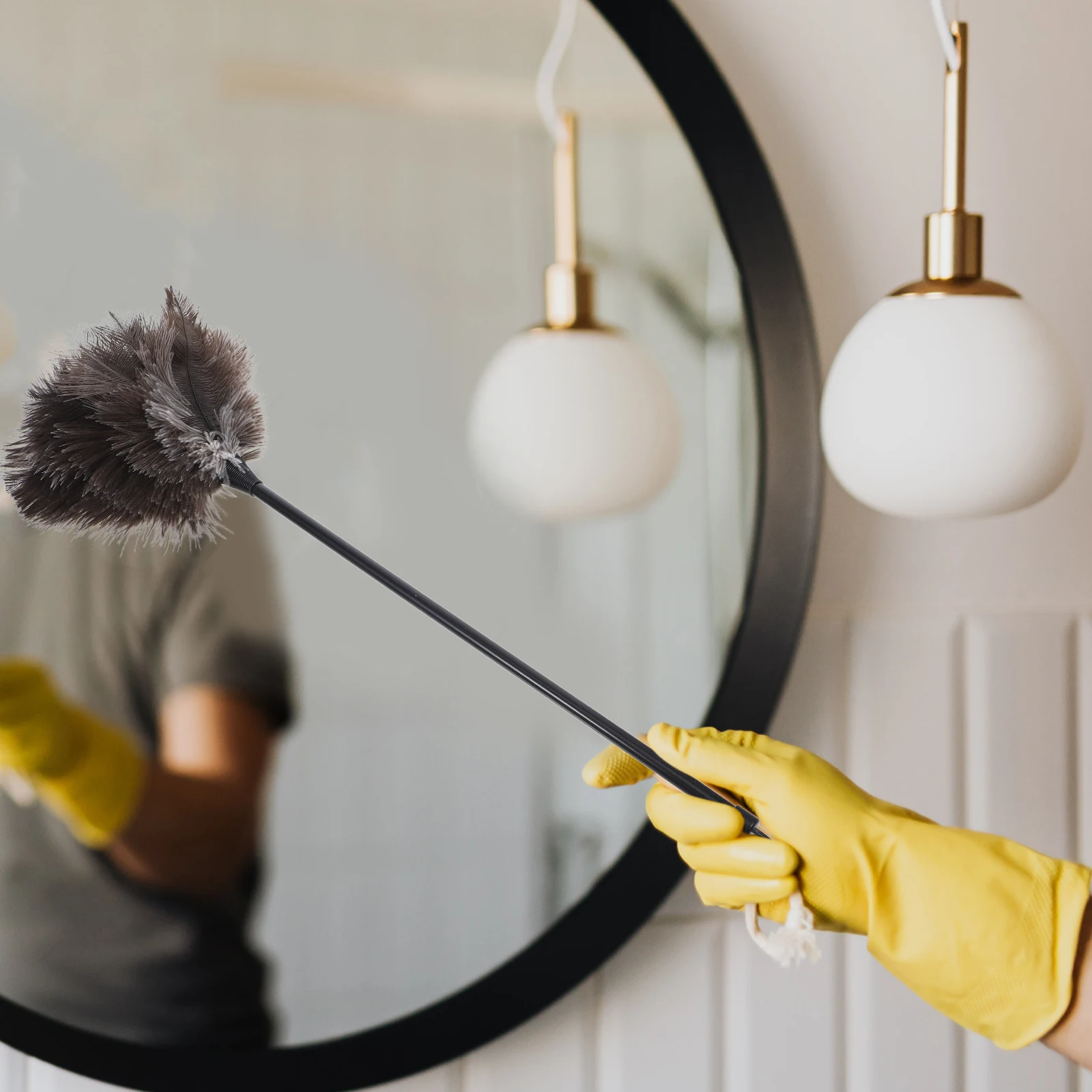 

Long Handle Duster Reusable Washable Anti-Static Soft Featherless Duster For Home Office Car Dust Removal Tool