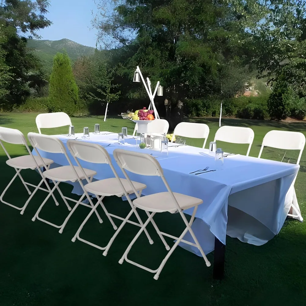 Silla plegable ligera de plástico, asiento cómodo para eventos, color blanco, paquete de 10 unidades