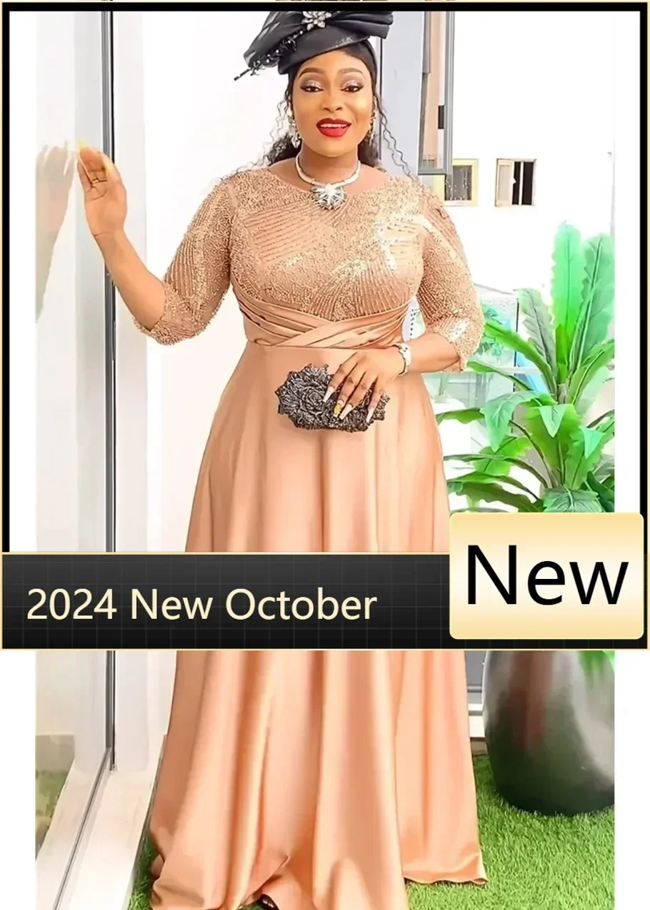 

Customized Plus Size African Party Dresses for Women 2025 Fashion Dashiki Ankara Sequin Wedding Christmas Gowns Elegant Muslim M