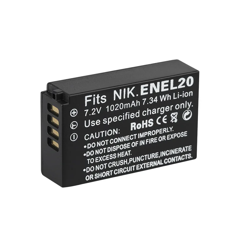 EN-EL20 EN EL20 ENEL20 Rechargeable Li-ion Battery 1020mAh For Nikon COOLPIX A AW1 V3 J1 J2 J3 S1 Digital Camera Battery