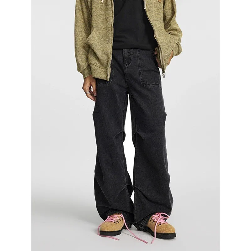 

Retro Waed Workwear Sle Men's Jeans Casual Straight Leg Folded Hem High Street Spring Autumn Versatile Comfortable Fit