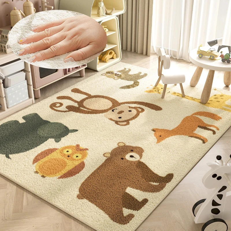 

Cartoon Animal Fluffy Living Room Carpets Soft Children's Room Rugs for Bedroom Bedside Carpet Home Large Area Rug Crawl Mat