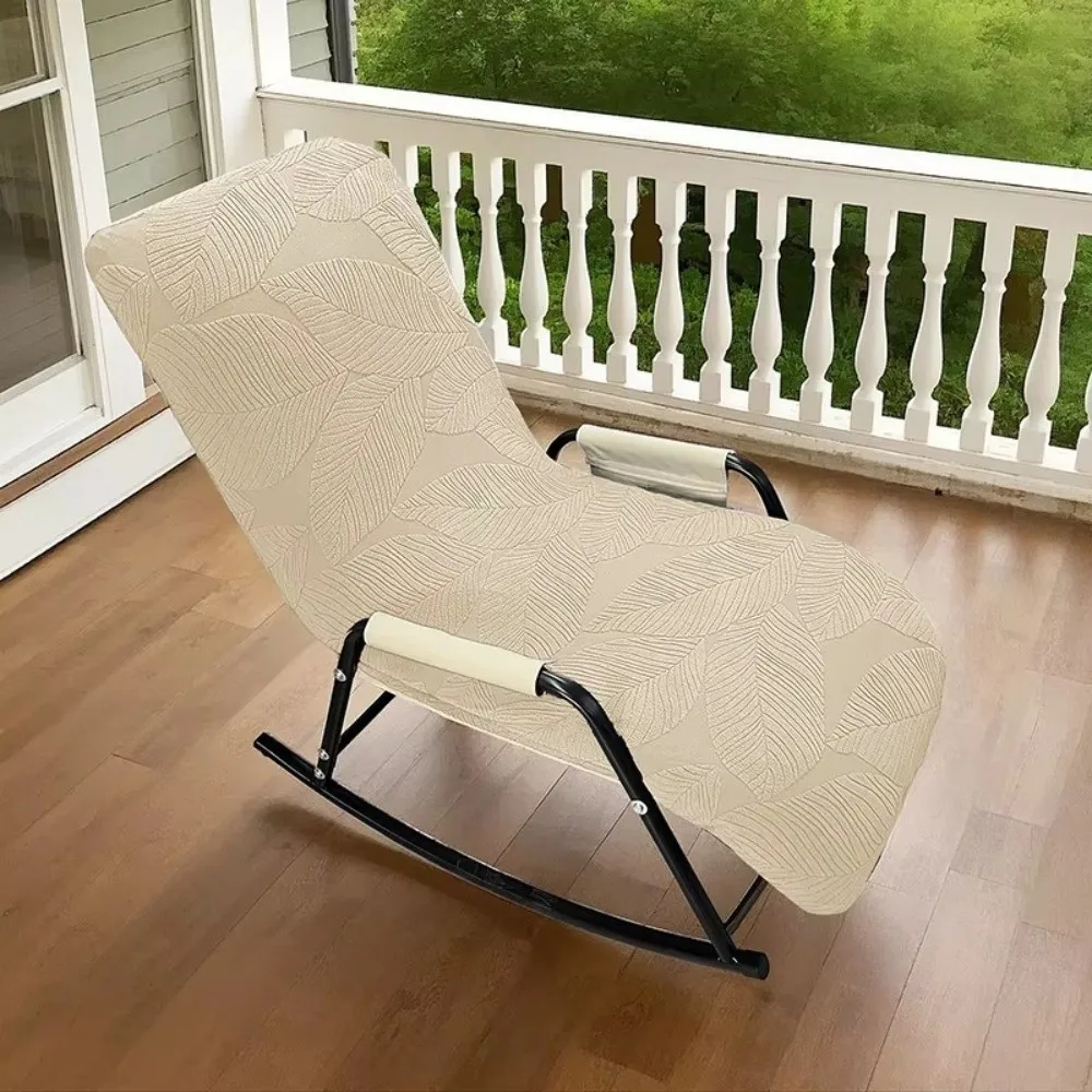 Elastic Rocking Chair Covers Leaves Jacquard Polar Fleece Chair Protector Cover Soft Lounge Chair Cover Home Furniture Cover