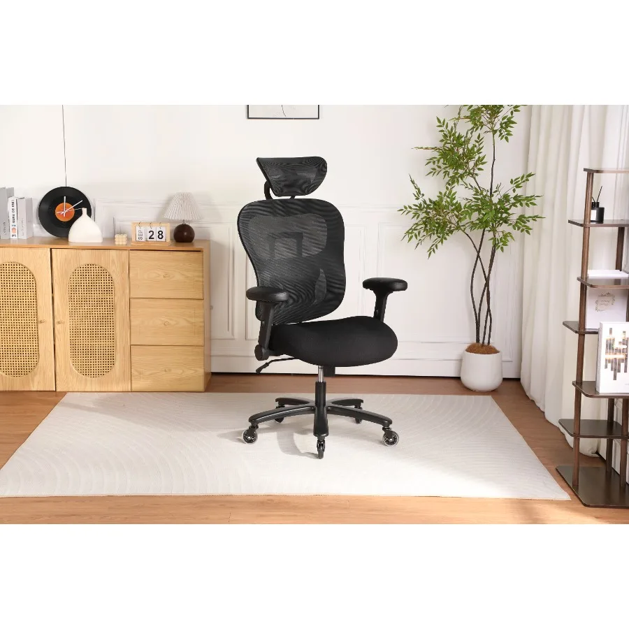 500LBS Big And Tall Office Chair Mesh Breathable, Gaming Chair With Adjustable Backrest Height and Headrest Angle and Adaptive