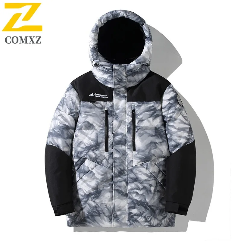 COMXZ ​Men's Winter Detachable Sleeves Jacket Hooded Windproof Puffer Coat Convertible Vest Thickened Parka Workwear​ 2025