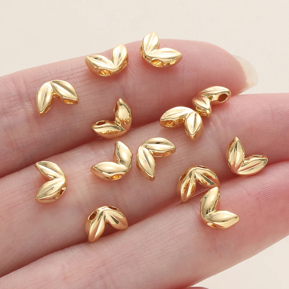 5Pcs/Pack 5*7mm 14/18K Gold Color Plated Malt-Shaped Double Hole Spacer Beads for DIY Necklace Jewelry Making Accessories image 5