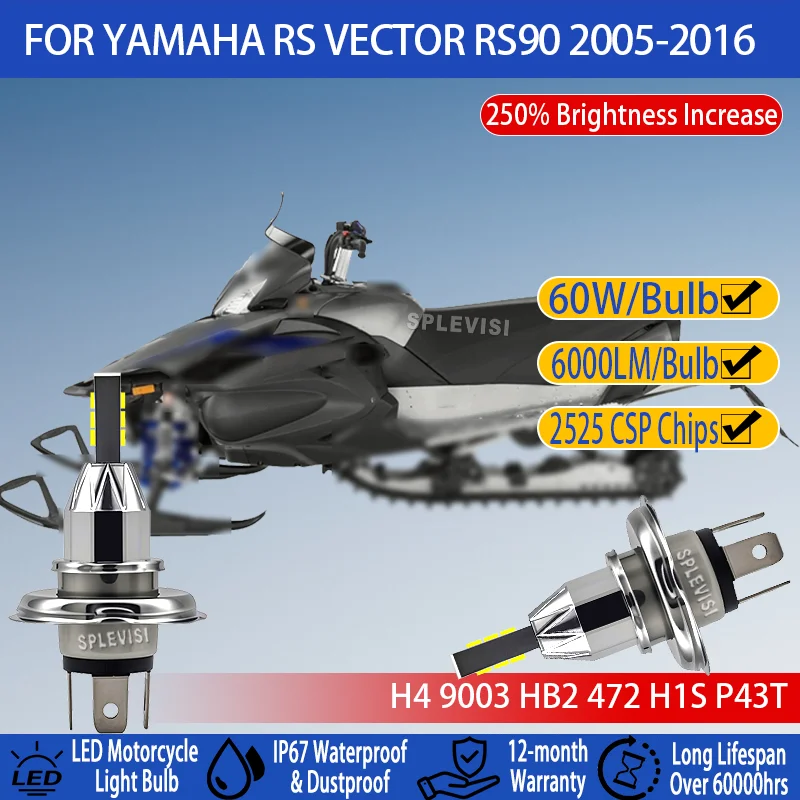 

1/2pc H4 LED Motorcycle Motorbike- High Brightness for Night Riding For Yamaha RS Vector RS90 2005 2006 2007 2008 2009 2010-2016