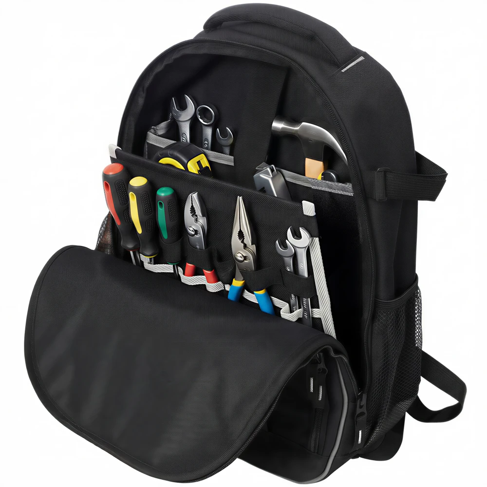 Oxford Cloth Multifunctional Tool Backpack, Heavy-Duty Tool Bag with Multiple Pockets for Electricians & Technicians view 3