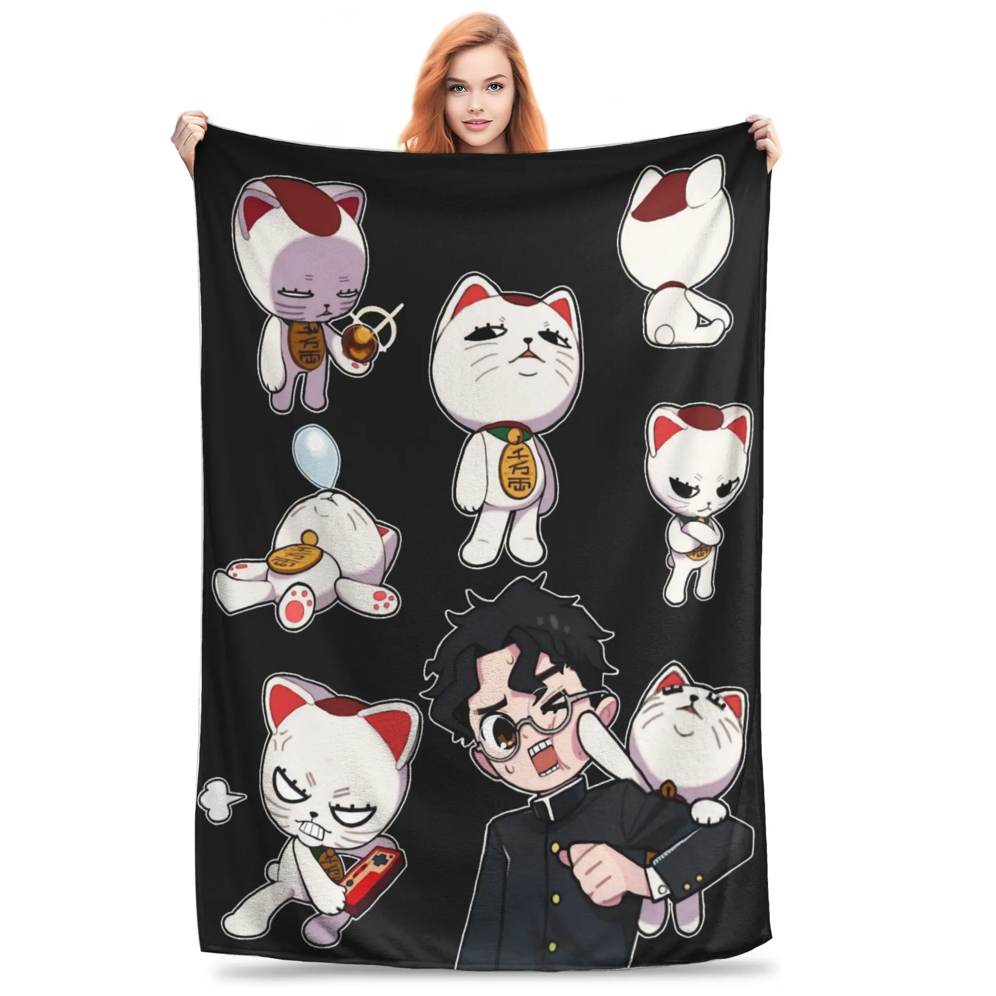 Soft Warm BlanketChildren Travel Turbo Granny Cat Throw Blanket  Flannel Bedspread For Living Room Graphic Sofa Bed Cover