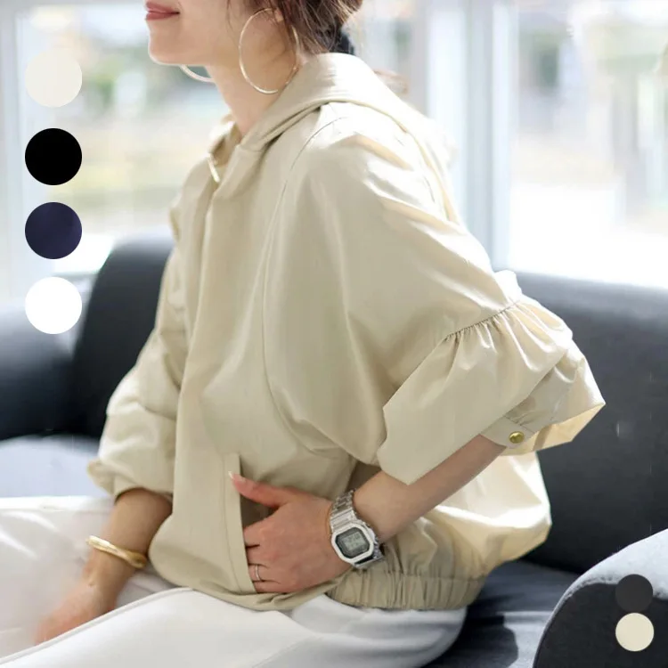 

Japanese Sun Protection Sunscreen Shirt for Women New Summer Simple Hooded Waterproof Oil-proof Loose Versatile Casual Sunscreen