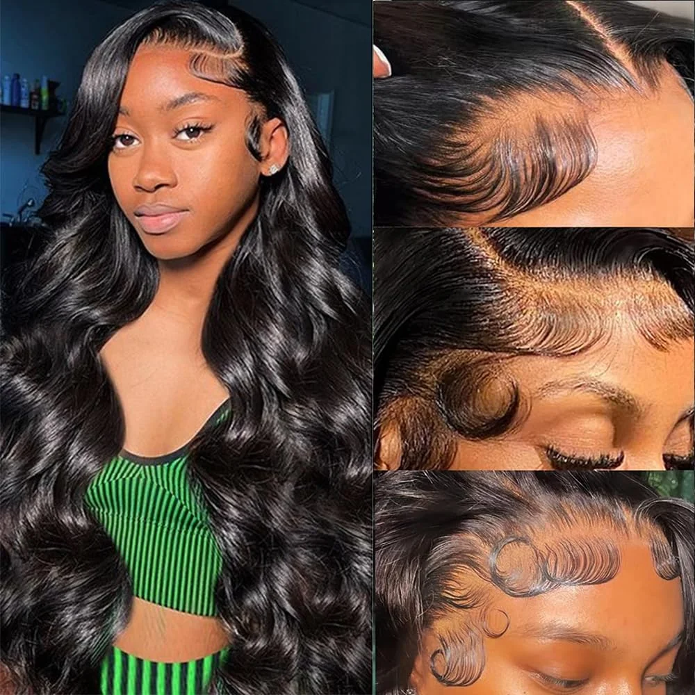 HD Transparent 13x4 13x6 Body Wave Lace Front Wig Pre Plucked 38 40 Inch Lace Frontal Wig Human Hair  For Women 13x5 Closure Wig image 2