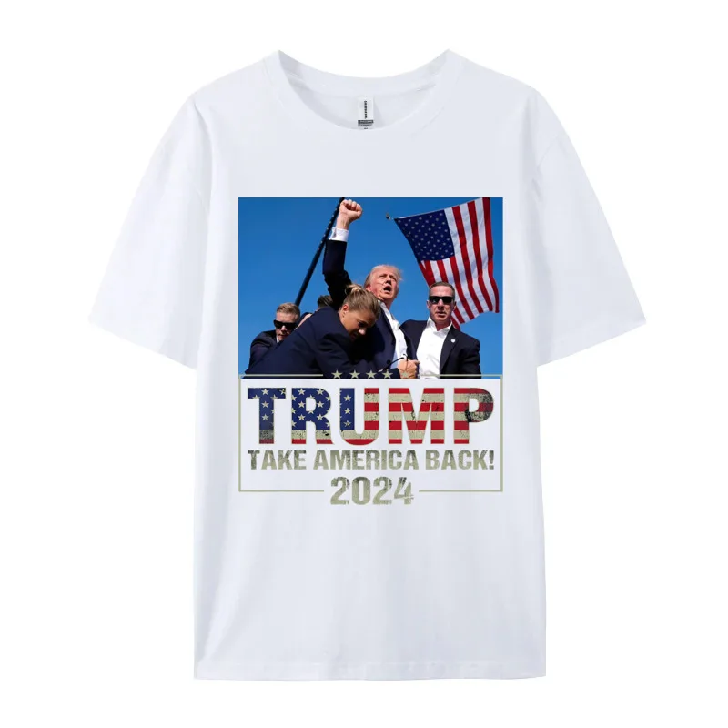 Men T-shirts Trump For President 2024 TAKE AMERICA BACK Newest T-shirt For Men Crew Neck Tops Tees Free Shipping