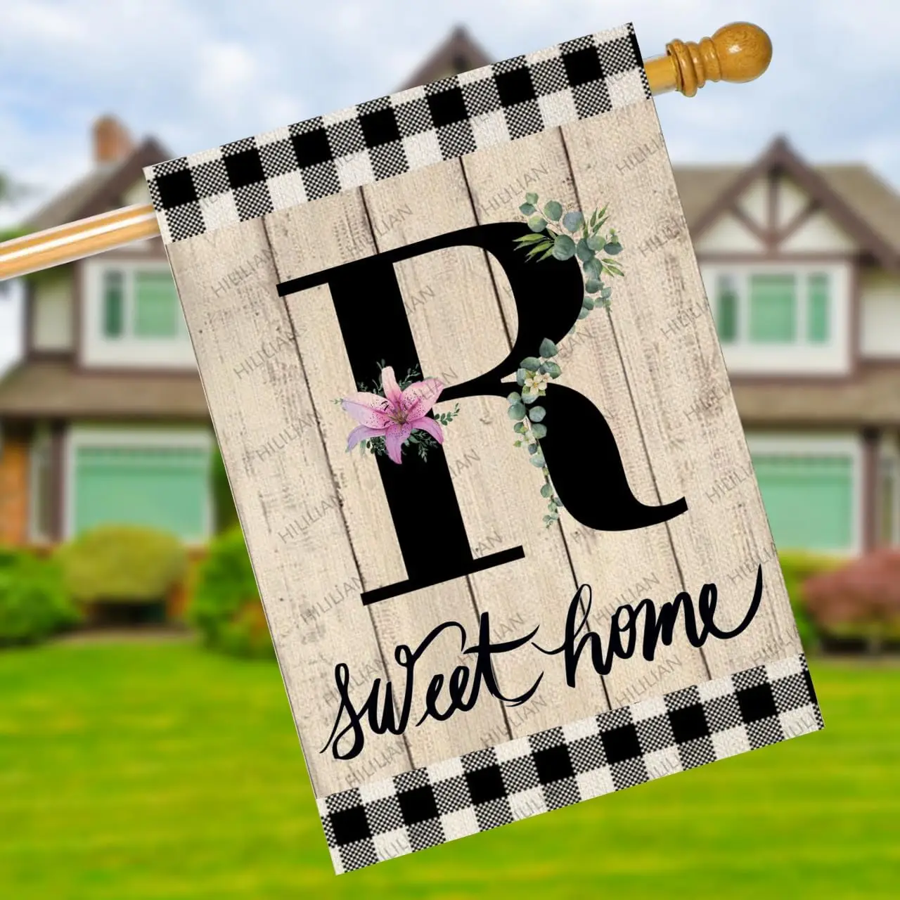 Monogram Letter R Garden Flag lily 28x40 Small Vertical Welcome Initial Family Last Name Personalized Sweet Home Flag Outdoo IIC
