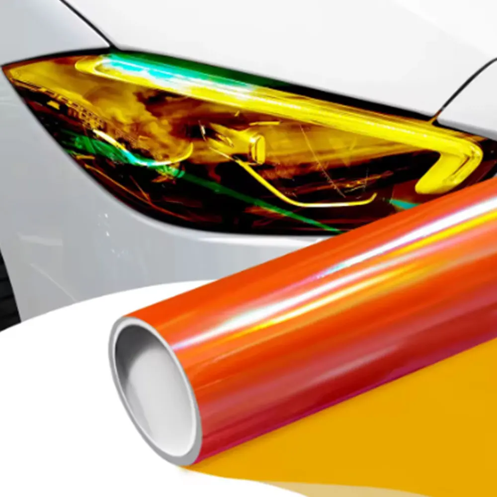 30X60/300CM Orange Chamäleon Auto Gelb Scheinwerferfolie für Autolampen Rücklicht Nebelscheinwerfer Tönungsfolie Auto Farbwechselfolie