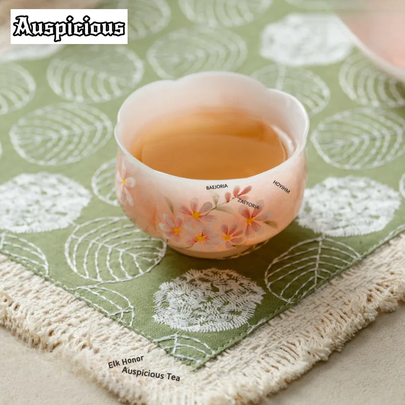 ZAEYORIA 100ml Ice Crystal Porcelain Pink Peach Teacup Zen Tea Bowl Set Of Cups Tea-tasting Smelling Cup Jianzhan Master Cups