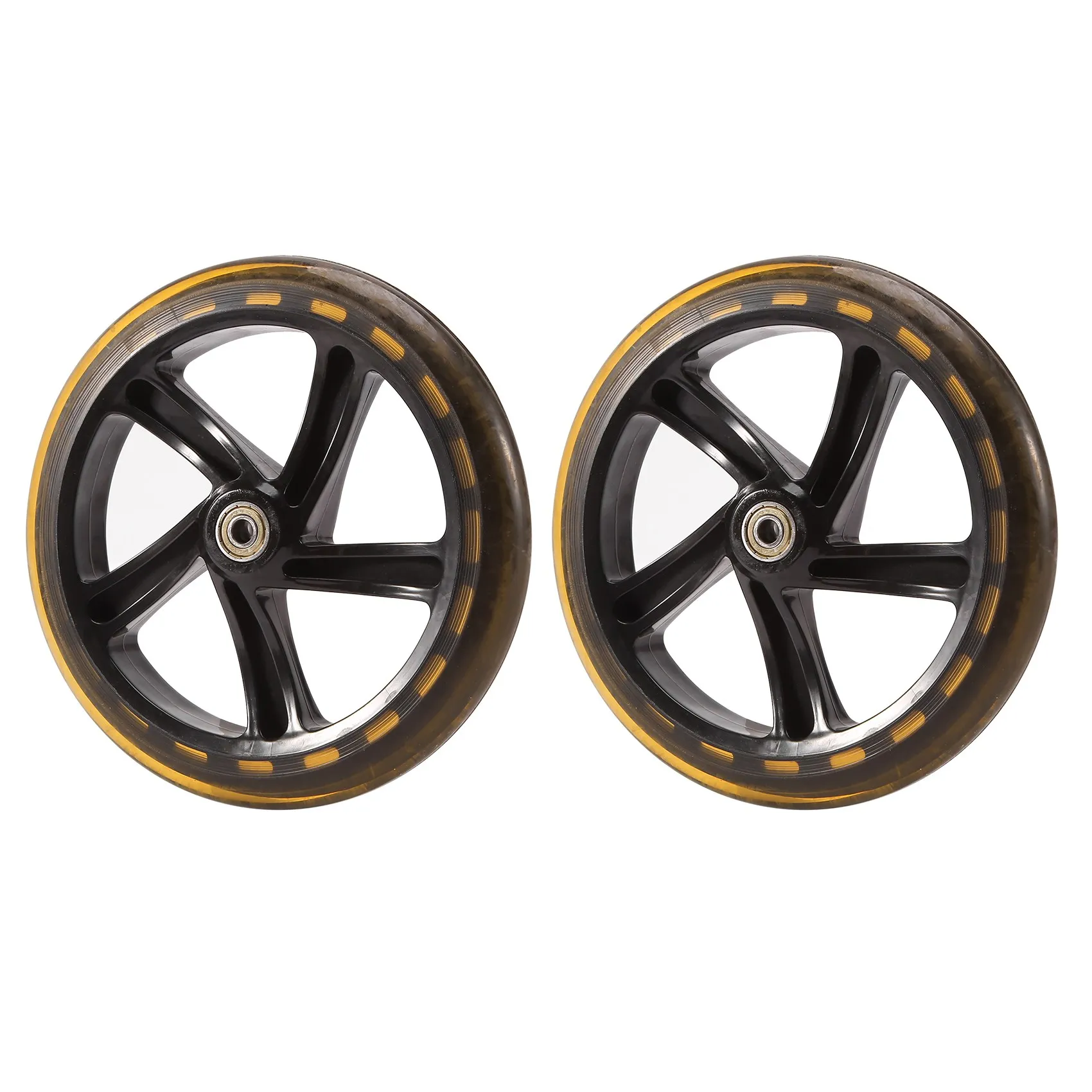 2 Pieces Scooter Wheel 200 mm PU Material Wheel Thickness 30 mm ABEC-7 Bearing Scooter Accessories,Transparent Black