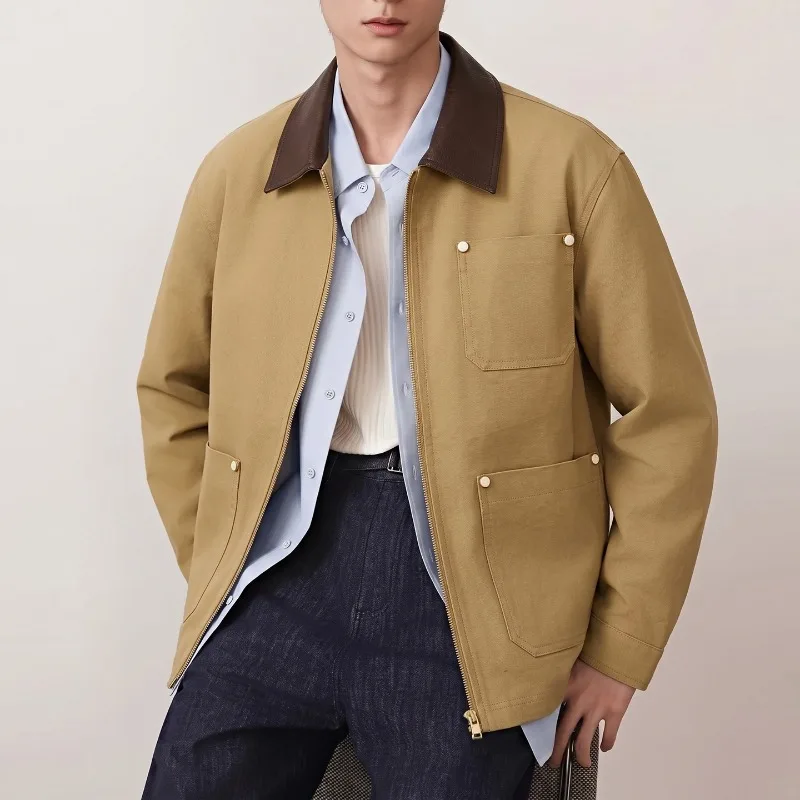 Korean Autumn Windbreaker Jacket for Men Loose Casual Business Short Coats Windproof Outdoor Social Office Coat Man Streetwear