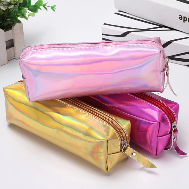 Trendy New Laser Design Pen Bag Student Stationery Storage Zipper Bag Waterproof And Dirt Resistan Pencil Bag Pencil Case