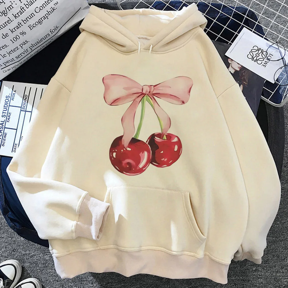 Cherry hoodie streetwear Japanese anime sweater kawaii Y2K anime women sweatshirts designer manga funny graphic