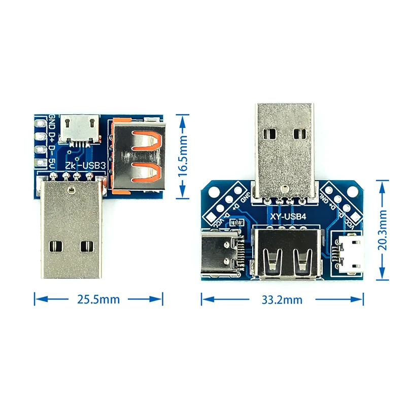 USB Head Switchboard Male USB Connector to  Type-c  Micro  Female USB 2.54-4P transfer test board USB adapter plate XY-USB4