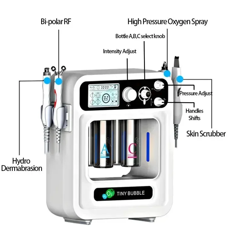 Dubniy 2025 Hot 4 IN 1 Aqua Jet Peel Spa Oxygen Infusion H2O2 AquaSure Skin Scrubber Tiny BUBBLE Dermabrasion Facial Machine New