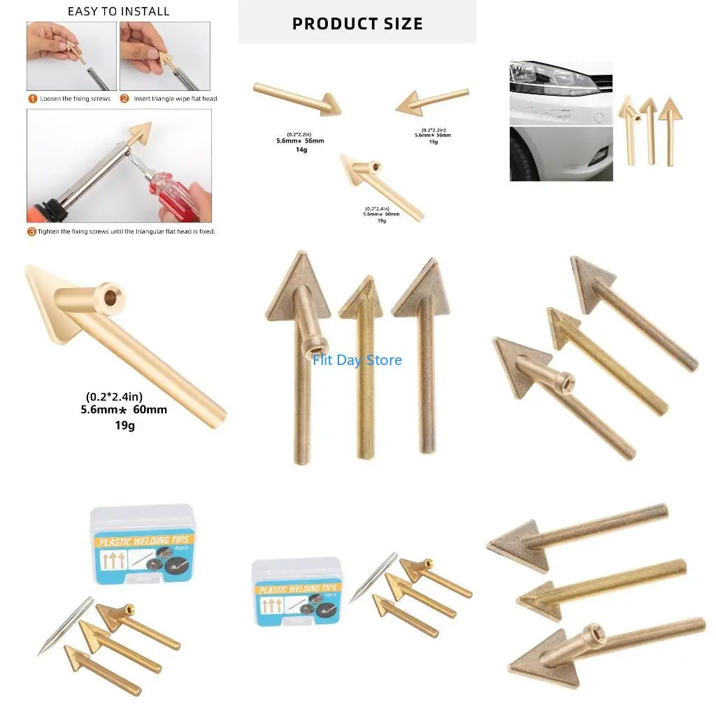 F92C 3/4Pcs Welding Replacement Tips Soldering Iron Tips Triangular Copper Head