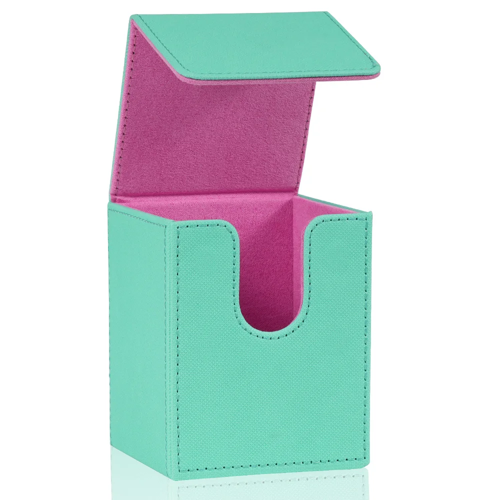 Caja para cartas, caja de almacenamiento para más de 100 cartas con funda individual, cierre magnético de cuero PU para cartas Magic y TCG