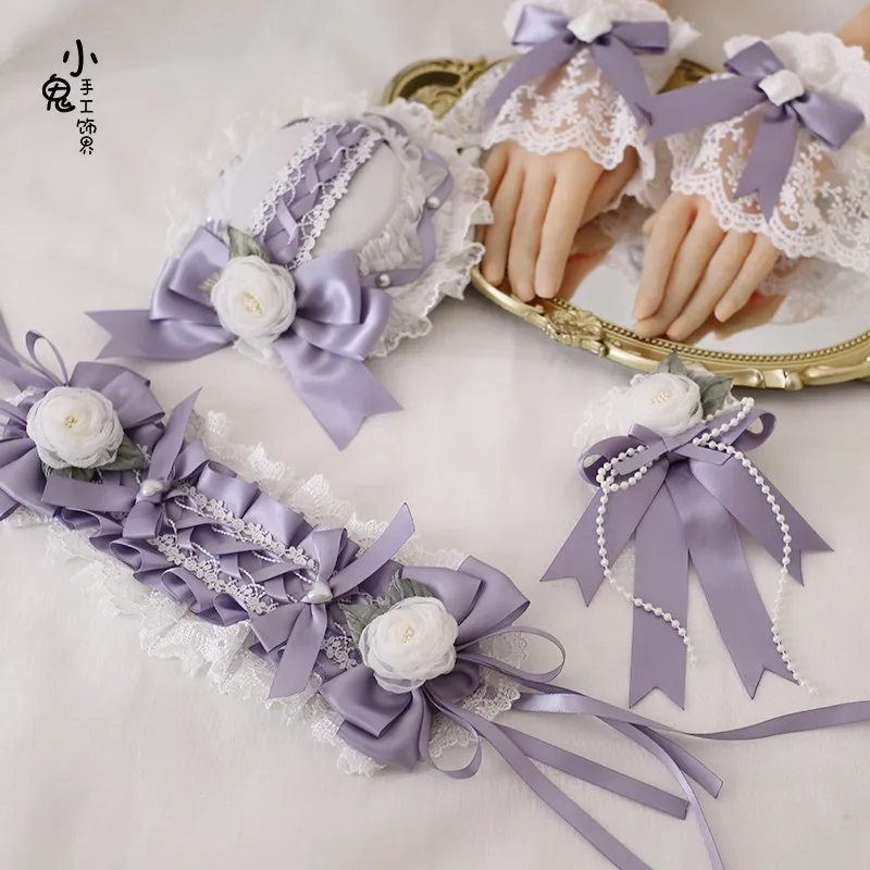 

Original Lolita Flower Bow Elegant Doll Headband Top Hat Hand Sleeve Kc Hairpin Hair Accessories