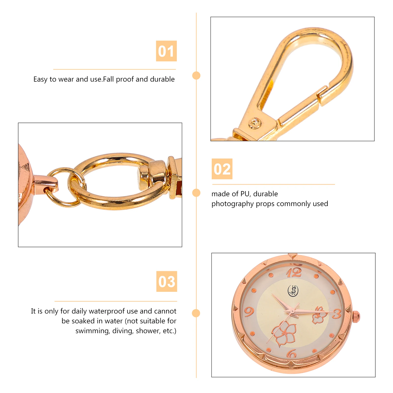 ساعات ممرضة جيب مصنوعة من خليط معدني للنساء بمشبك للممرضات وساعة صدر بإبزيم مفتاح وخفيفة الوزن ومتينة هدية للممرضات