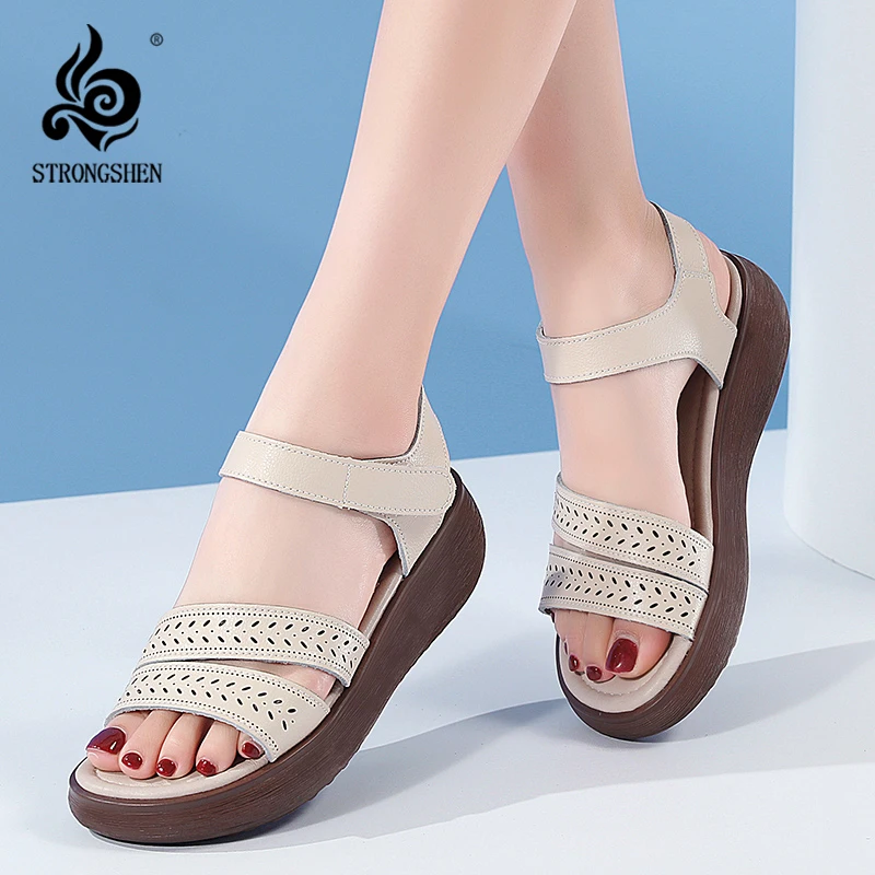 

STRONGSHEN Women Sandals Soft Bottom Wedge Heels Sandals Summer Fashion Women Platform Sandalias Mujer Elegant Wedges Shoes