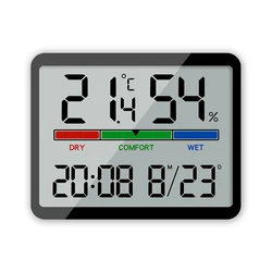 LCD Digital Magnetic Suction Wall Clock Large Screen Electronic Temperature Humidity Monitor Home Clock Desktop Decorations