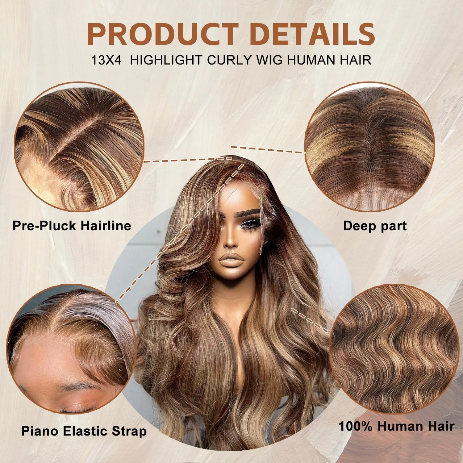 العسل شقراء الدانتيل شعر مستعار أمامي شعر الإنسان 13x4 HD الدانتيل شعر مستعار أمامي 4/27 تسليط الضوء على أومبير الجسم موجة الدانتيل أمامي غلويليس الباروكات