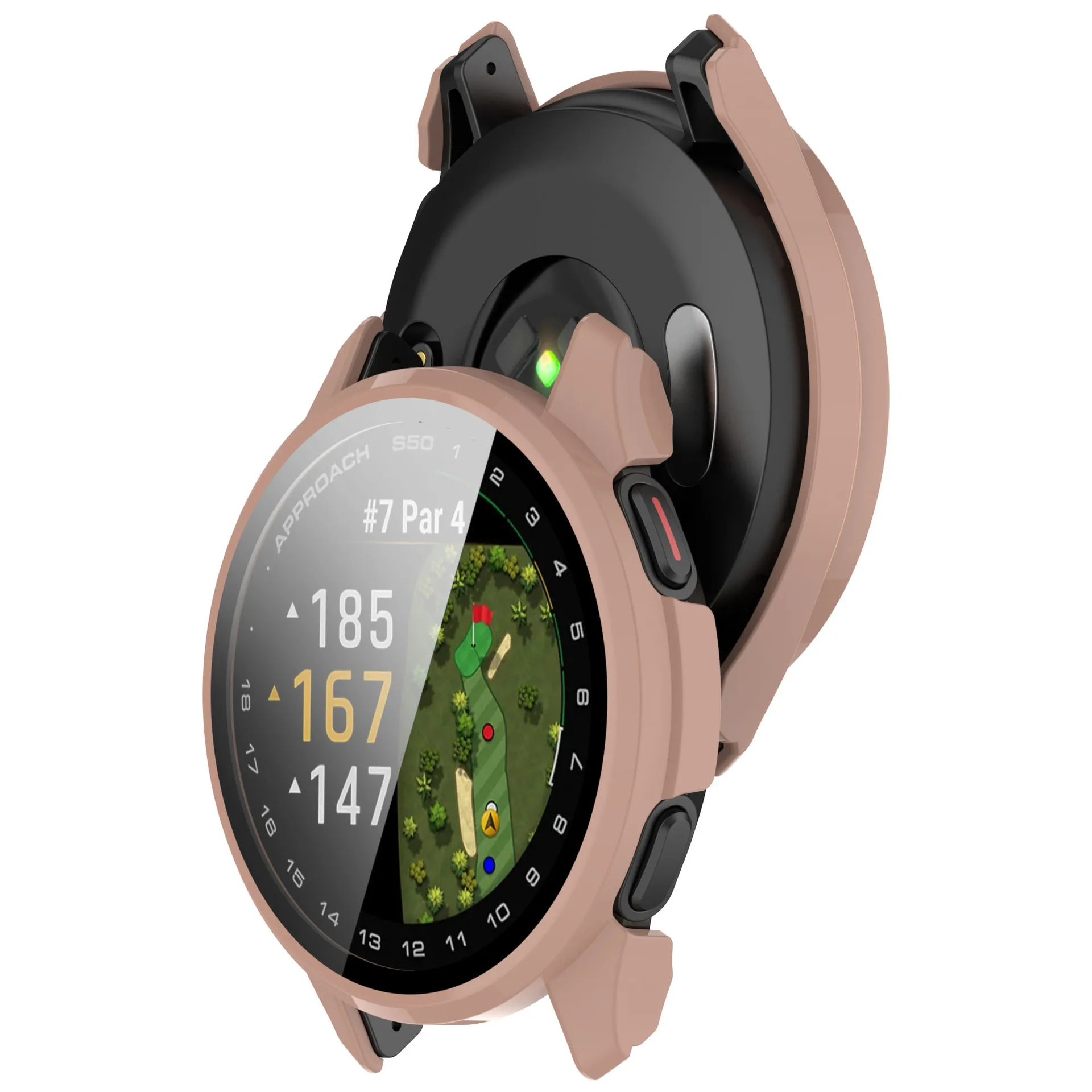 Tempered Glass Case For Garmin Approach S50 Watch Full Coverage Bumper Protective Shell For Garmin Approach S50 Screen Protector