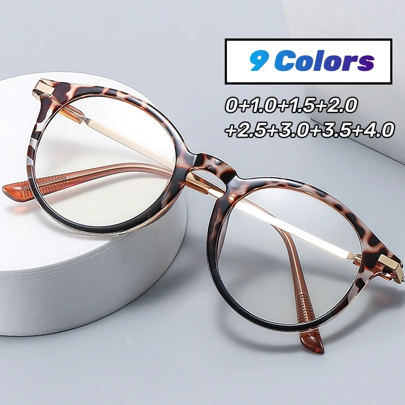 Männer Leichte Lesebrille Trendy Retro Runde Rahmen Presbyopie Männliche Frauen Anti-blau Weit Sicht Brillen Gläser 0 bis + 4,0 – Detail 1