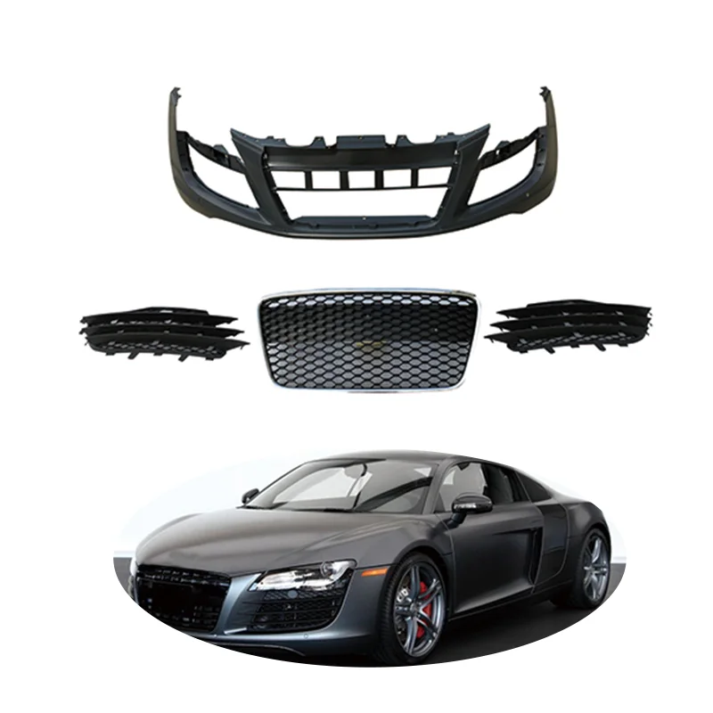 Bumper Parts Grille Replacement Front Bumper Black Customized Grille For AUDI R8 Style