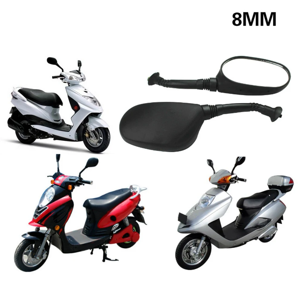 1Pair Left/Right Electric Bicycle Rearview Mirrors Black 3D 6mm/8mm Bike Cycling Clear Wide Range Back Sight Rearview Reflector