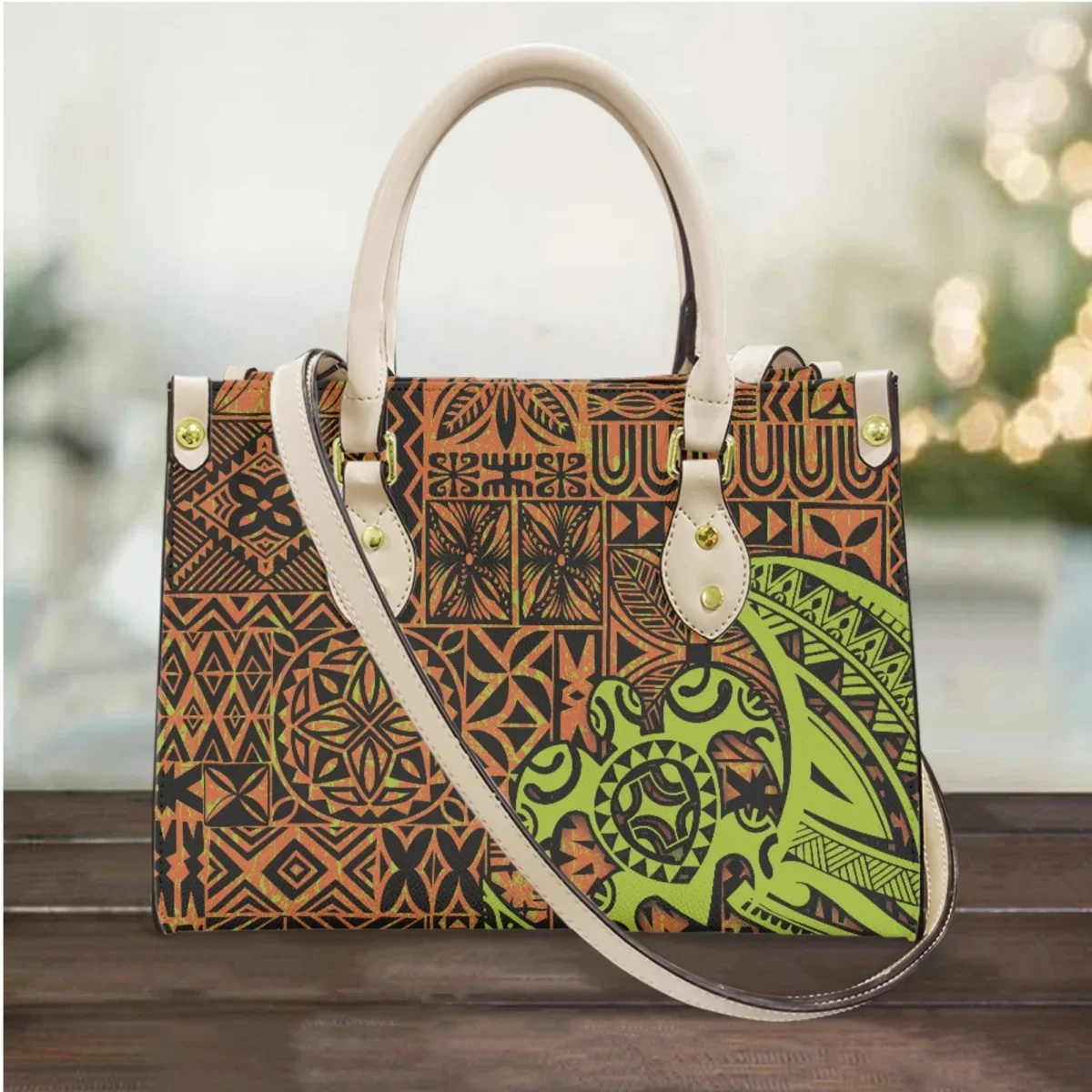 Turtle Tattoos Brand Design Women Handbag Casual Small Top Handle PU Leather Clutch Hawaiian Polynesian Print Messenger Bag Gift