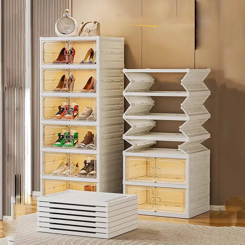 Plastic Designer Shoe Cabinet Organizer Storage Space Saving Stackable Shoe Shelf Modern Entrance Hall Muebles Hotel Furniture
