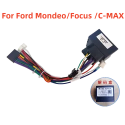 For Ford Mondeo 07-10/Focus 07-11/C-MAX 07-10 Car Stereo Audio 16PIN Android Power Wiring Harness Cable Adapter With Canbus Box