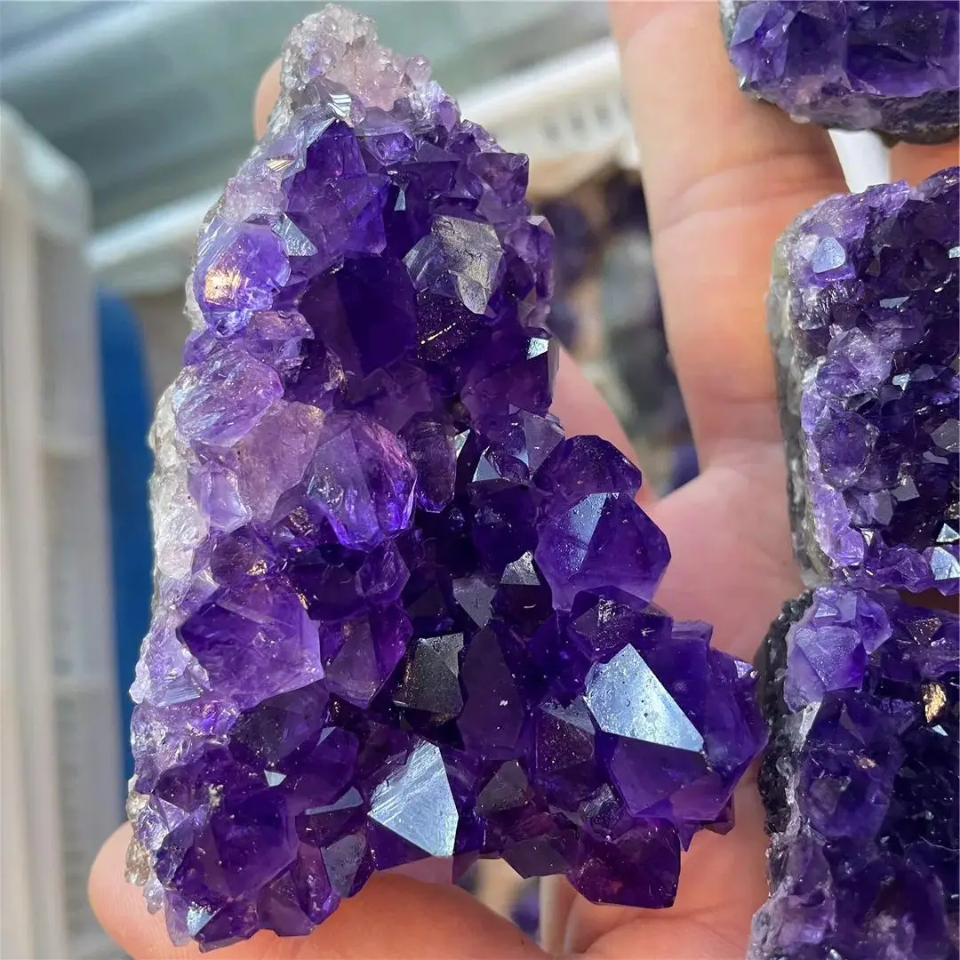 100-300g Good Quality Natural Real Amethyst Cluster Block Raw Purple Crystal Bulk Stones Teeth Healing Balance House Decoration