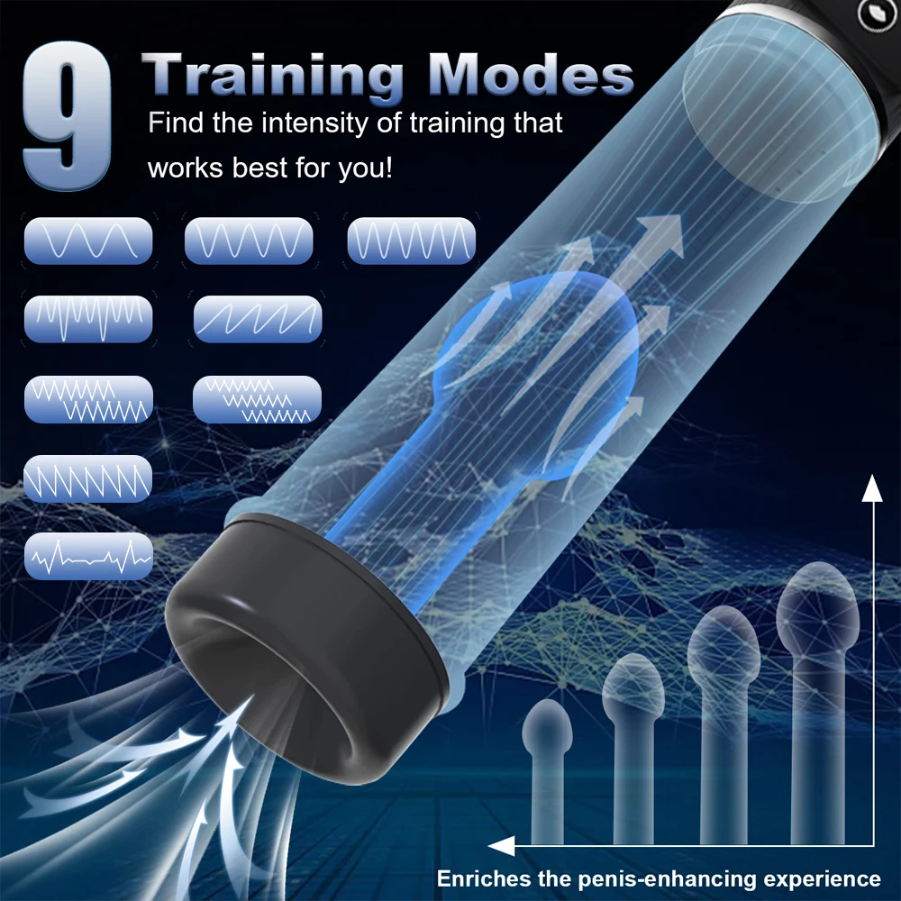 Electric Penis Pump Erection Enlargement Extend Pump 9 Suction Levels Masturbating Penis Extender Exerci Sex Toy for Adult Men