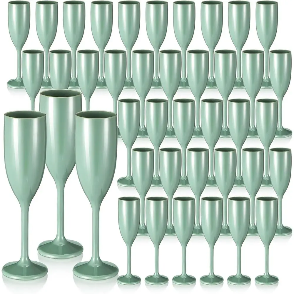 

30 Pcs Sage Green Champagne Toasting Drinking Goblet 6 oz Plastic Wine Glasses for Birthday, Bachelorette, Wedding, Bridal Showe